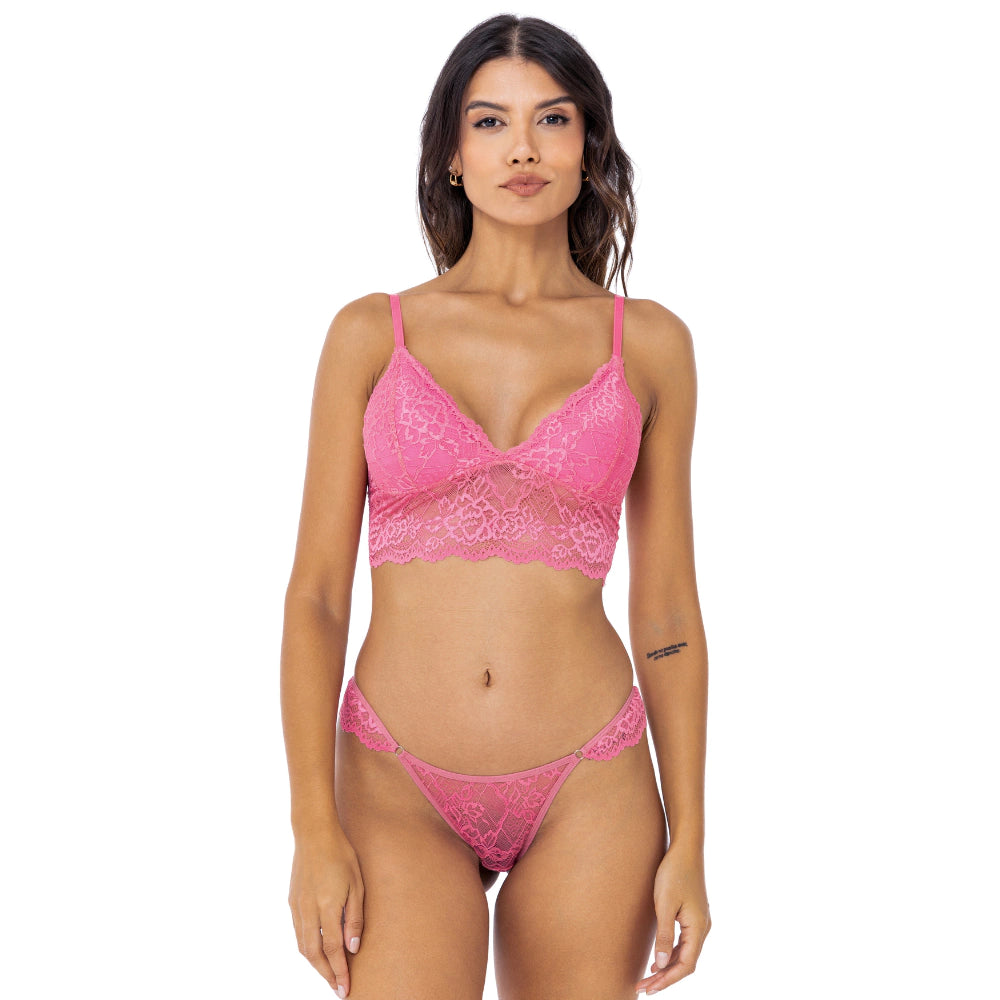 Conjunto Top em Renda e Calcinha Fio Dental - Seduzi