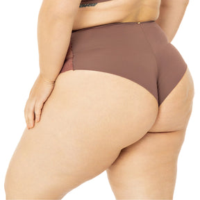 Calcinha Cintura Alta em Renda e Microfibra Leve - Seduzi