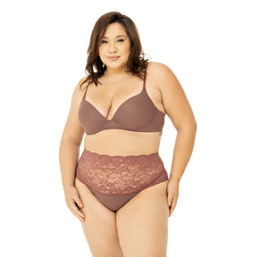 Calcinha Cintura Alta em Renda e Microfibra Leve - Seduzi