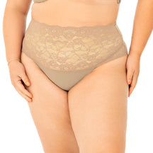 Calcinha Cintura Alta em Renda e Microfibra Leve - Seduzi