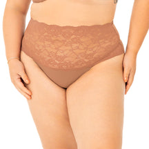Calcinha Cintura Alta em Renda e Microfibra Leve - Seduzi