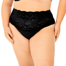 Calcinha Cintura Alta em Renda e Microfibra Leve - Seduzi